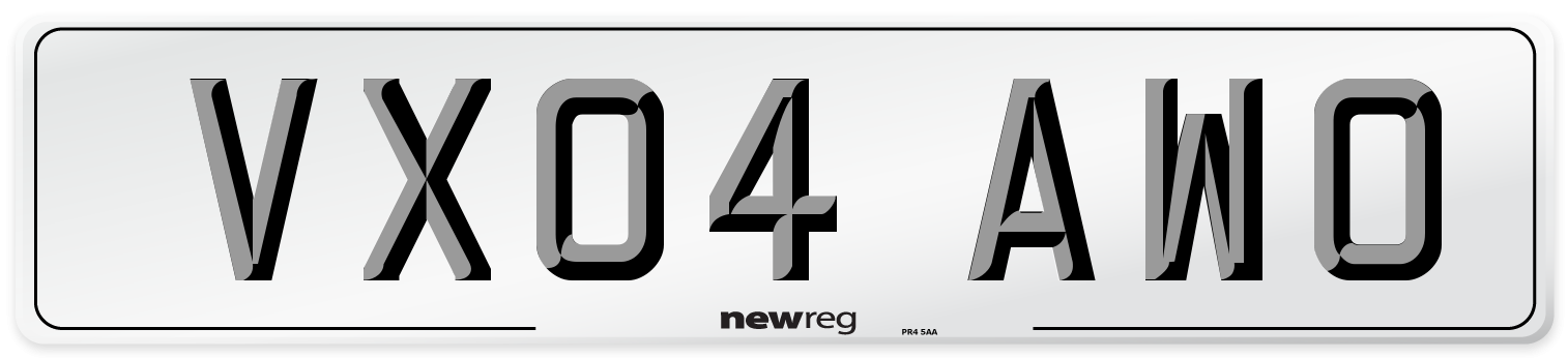VX04 AWO Number Plate from New Reg